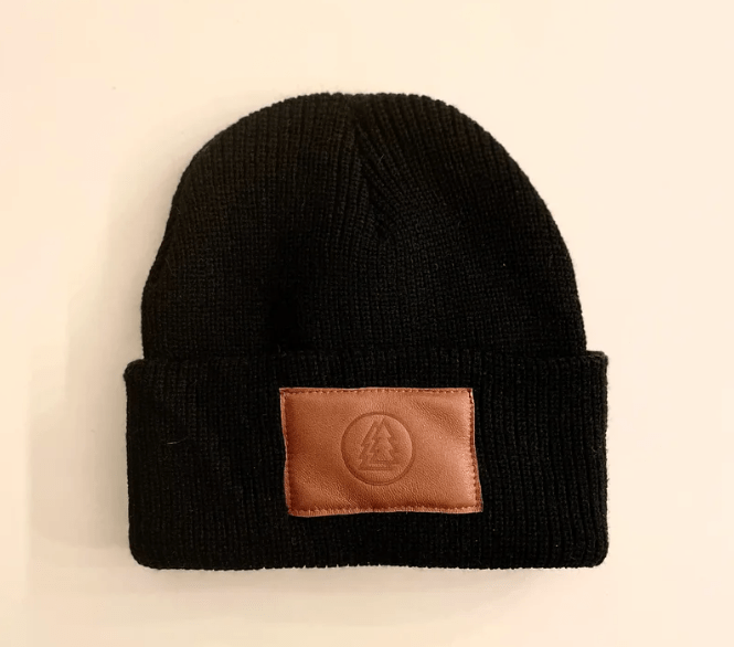 Wald Leather Patch Logo Beanie - Black